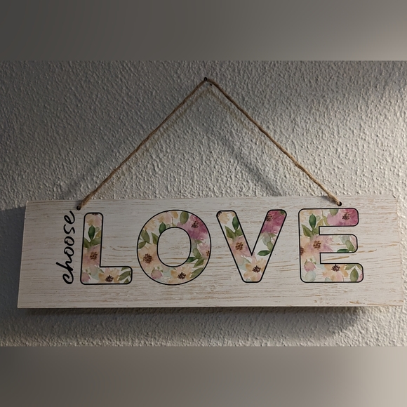 HP NWT Hawthorne Home “Choose Love” Wood Hanging Wall Decor - Picture 4 of 16